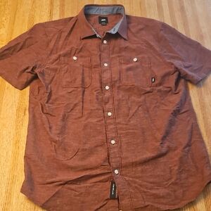 Vans Men's Casual Button Down Shirt - Deep Brown